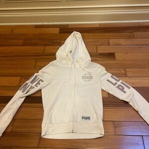 White Hoodie with Pink Logo